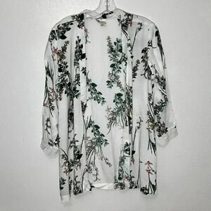 JAPNA LOUNGE white Floral Robe | size medium